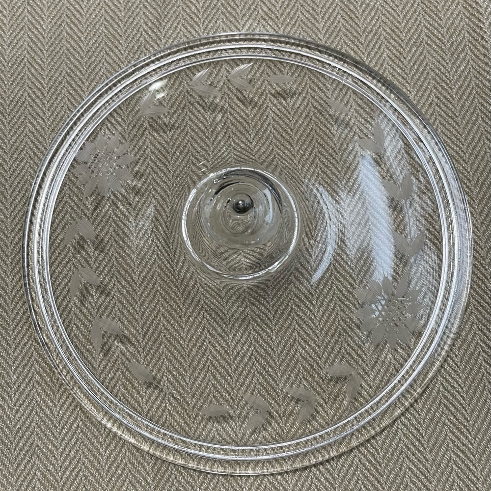 Antique Pyrex 1920s Etched Floral Clear Lid #623-C